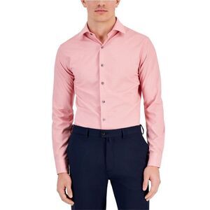 Alfani Mens Medallion Button Down Dress Shirt, Pink, NWT